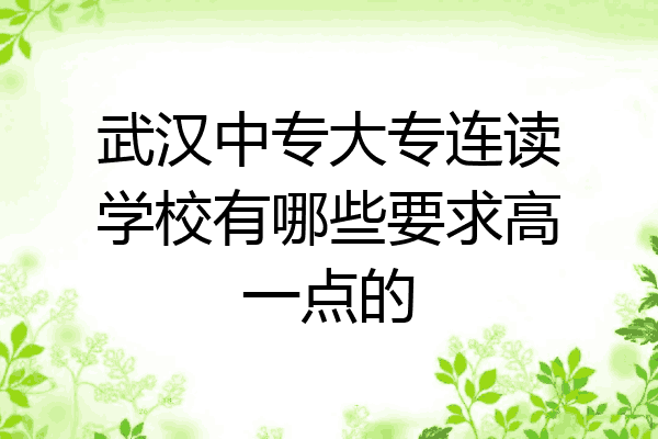 武汉中专大专连读学校有哪些要求高一点的