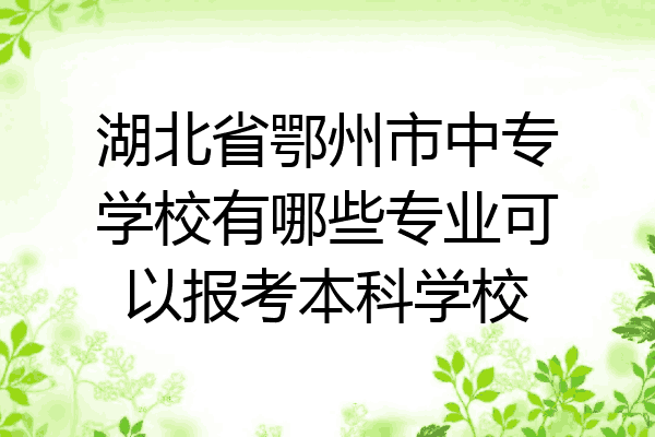 湖北省鄂州市中专学校有哪些专业可以报考本科学校
