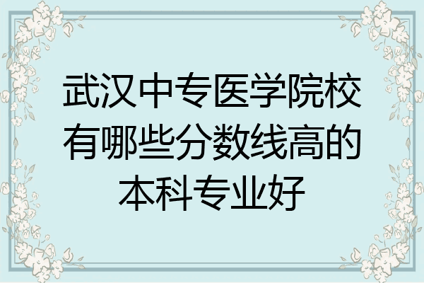 武汉中专医学院校有哪些分数线高的本科专业好