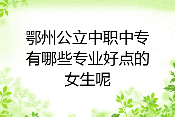 鄂州公立中职中专有哪些专业好点的女生呢