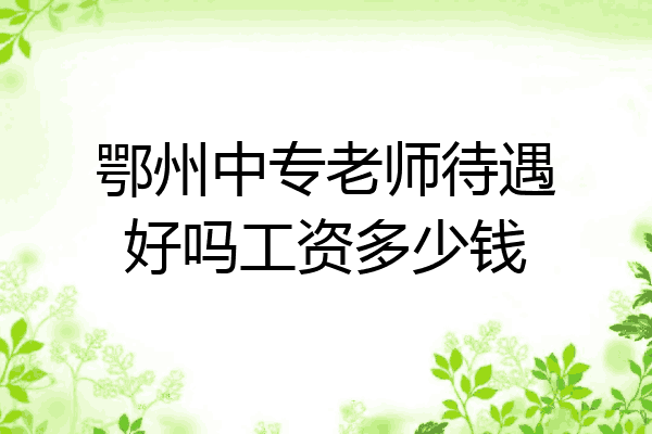鄂州中专老师待遇好吗工资多少钱