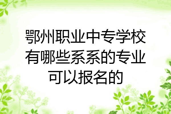 鄂州职业中专学校有哪些系系的专业可以报名的