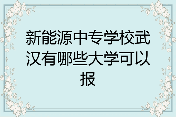 新能源中专学校武汉有哪些大学可以报