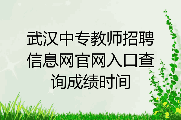 武汉中专教师招聘信息网官网入口查询成绩时间