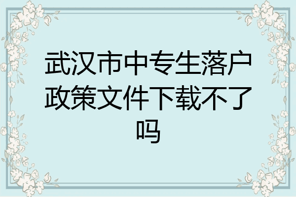 武汉市中专生落户政策文件下载不了吗