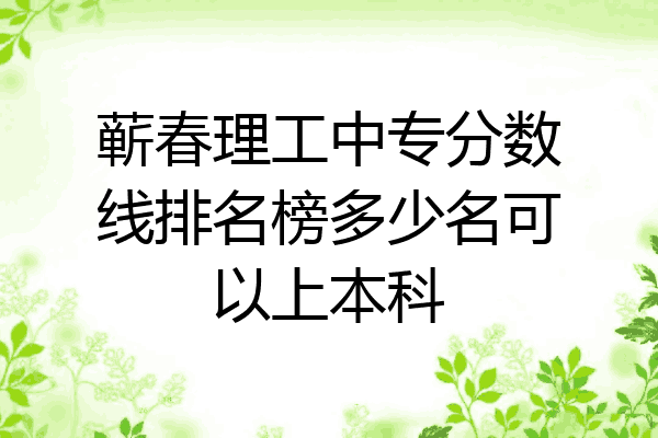 蕲春理工中专分数线排名榜多少名可以上本科