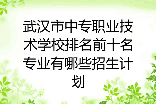 武汉市中专职业技术学校排名前十名专业有哪些招生计划