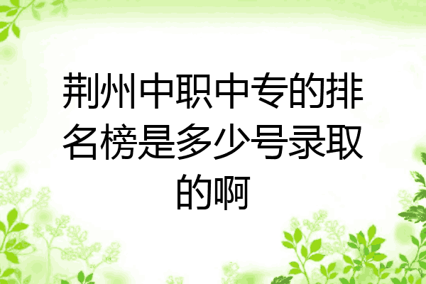 荆州中职中专的排名榜是多少号录取的啊