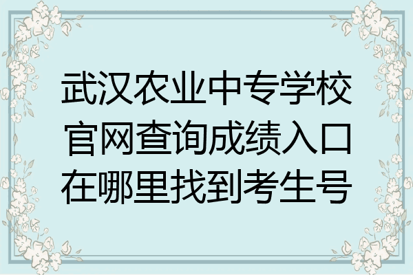 武汉农业中专学校官网查询成绩入口在哪里找到考生号