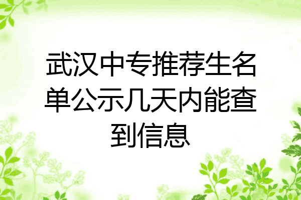 武汉中专推荐生名单公示几天内能查到信息