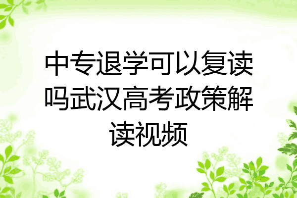 中专退学可以复读吗武汉高考政策解读视频