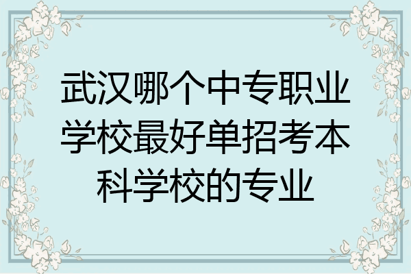 武汉哪个中专职业学校最好单招考本科学校的专业