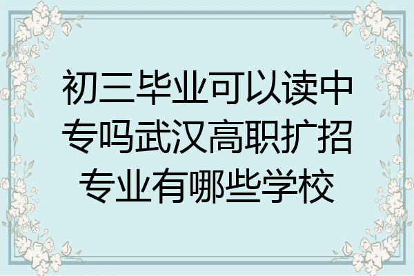 初三毕业可以读中专吗武汉高职扩招专业有哪些学校