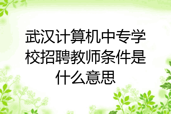 武汉计算机中专学校招聘教师条件是什么意思