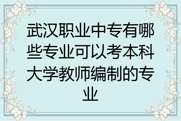 武汉职业中专有哪些专业可以考本科大学教师编制的专业