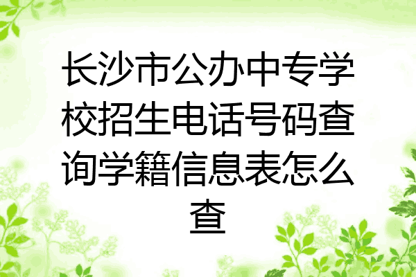 长沙市公办中专学校招生电话号码查询学籍信息表怎么查