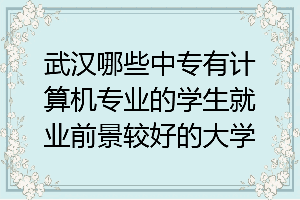 武汉哪些中专有计算机专业的学生就业前景较好的大学