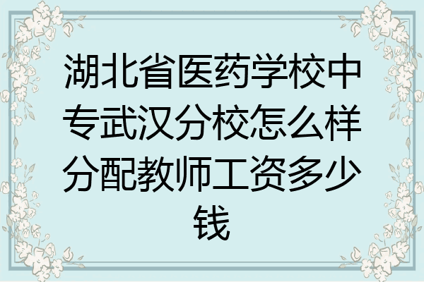 湖北省医药学校中专武汉分校怎么样分配教师工资多少钱