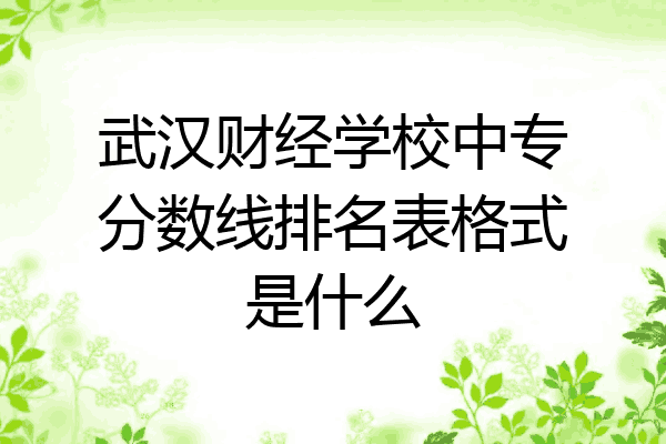 武汉财经学校中专分数线排名表格式是什么
