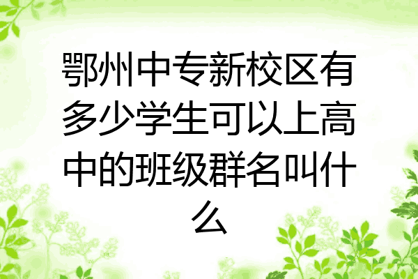 鄂州中专新校区有多少学生可以上高中的班级群名叫什么