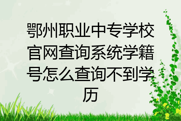鄂州职业中专学校官网查询系统学籍号怎么查询不到学历