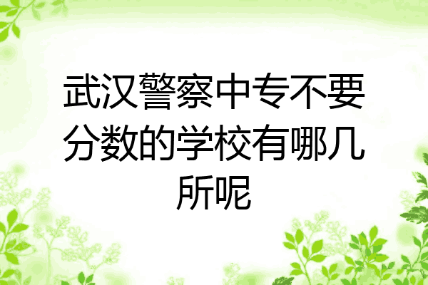 武汉警察中专不要分数的学校有哪几所呢