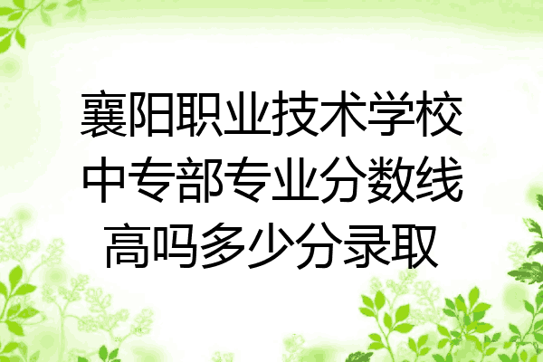 襄阳职业技术学校中专部专业分数线高吗多少分录取
