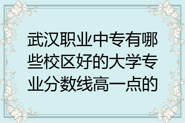 武汉职业中专有哪些校区好的大学专业分数线高一点的