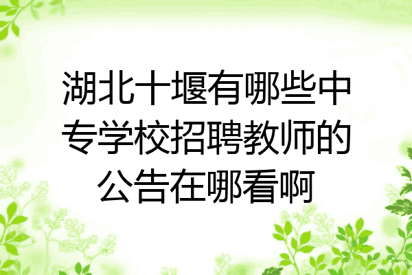 湖北十堰有哪些中专学校招聘教师的公告在哪看啊