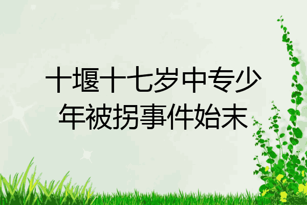 十堰十七岁中专少年被拐事件始末