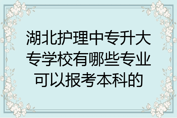 湖北护理中专升大专学校有哪些专业可以报考本科的