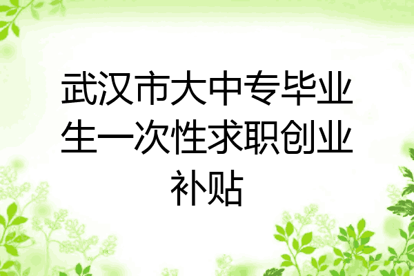 武汉市大中专毕业生一次性求职创业补贴