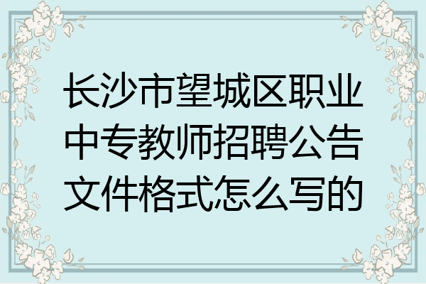 长沙市望城区职业中专教师招聘公告文件格式怎么写的