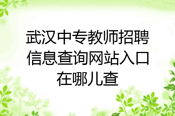 武汉中专教师招聘信息查询网站入口在哪儿查