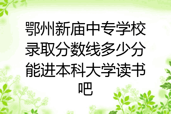 鄂州新庙中专学校录取分数线多少分能进本科大学读书吧