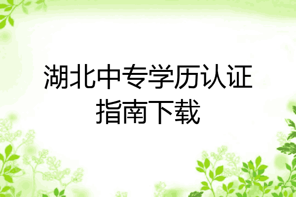 湖北中专学历认证指南下载