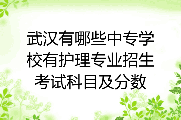 武汉有哪些中专学校有护理专业招生考试科目及分数