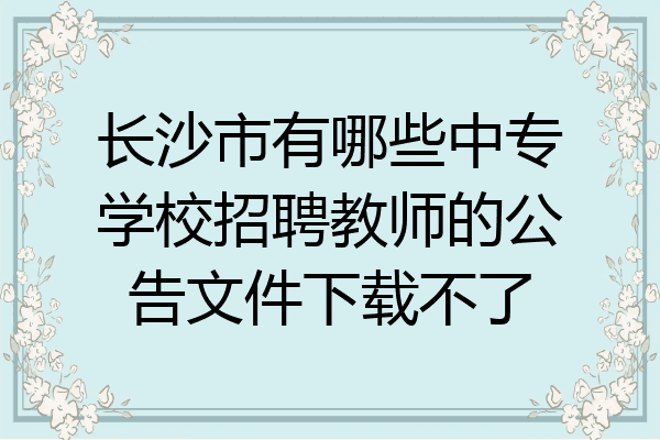 长沙市有哪些中专学校招聘教师的公告文件下载不了