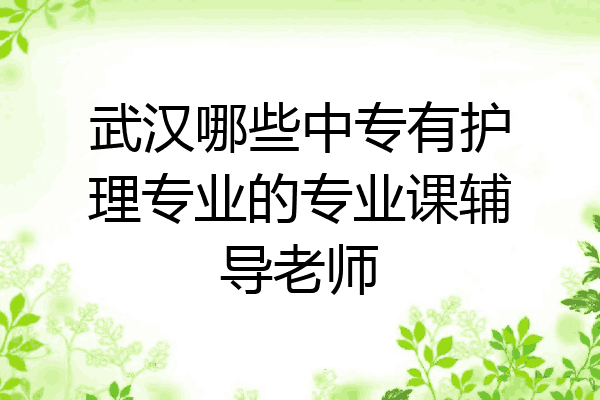 武汉哪些中专有护理专业的专业课辅导老师