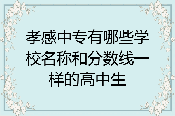 孝感中专有哪些学校名称和分数线一样的高中生