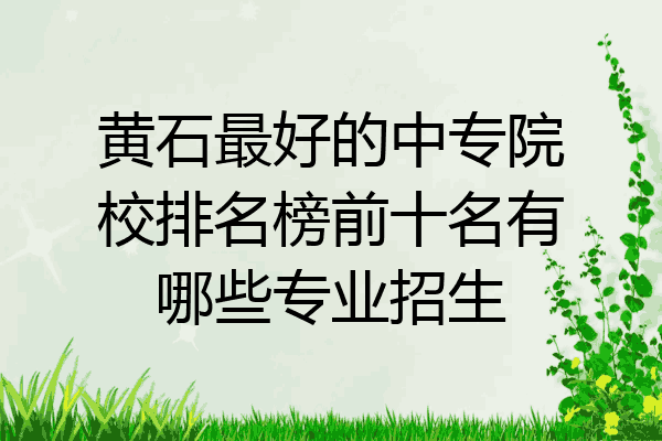 黄石最好的中专院校排名榜前十名有哪些专业招生
