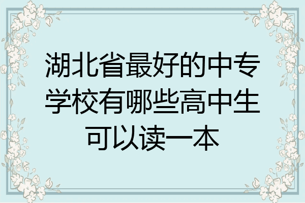 湖北省最好的中专学校有哪些高中生可以读一本