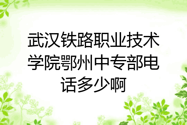 武汉铁路职业技术学院鄂州中专部电话多少啊