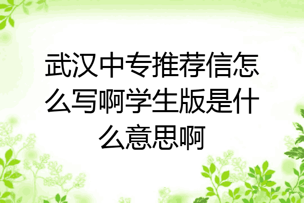武汉中专推荐信怎么写啊学生版是什么意思啊