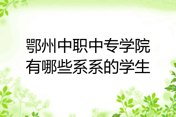 鄂州中职中专学院有哪些系系的学生