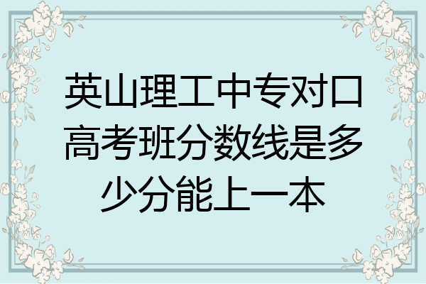 英山理工中专对口高考班分数线是多少分能上一本