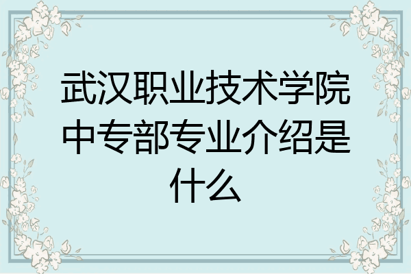 武汉职业技术学院中专部专业介绍是什么