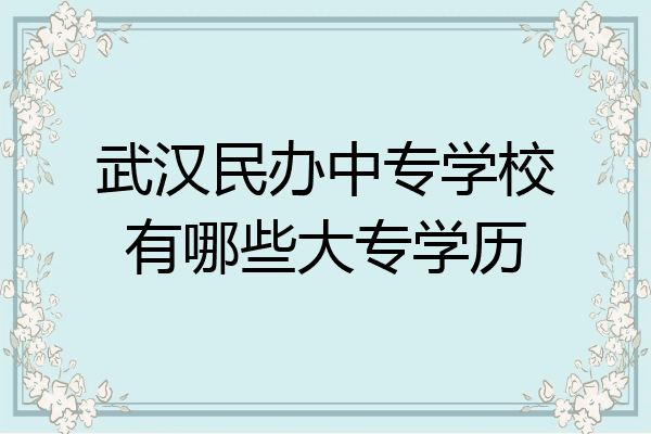 武汉民办中专学校有哪些大专学历