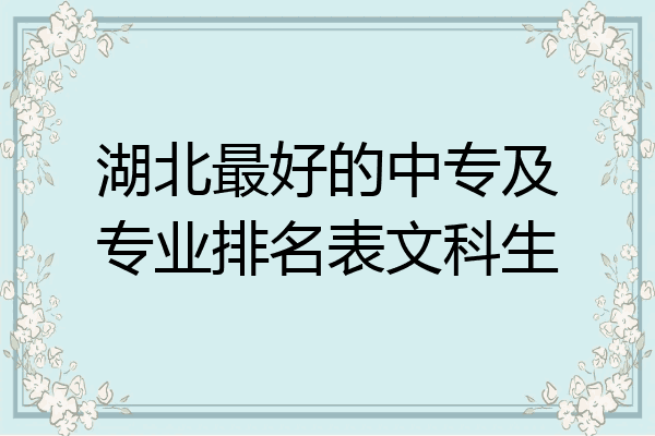 湖北最好的中专及专业排名表文科生