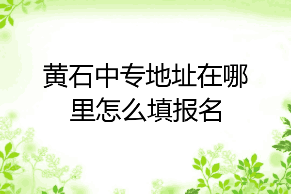 黄石中专地址在哪里怎么填报名